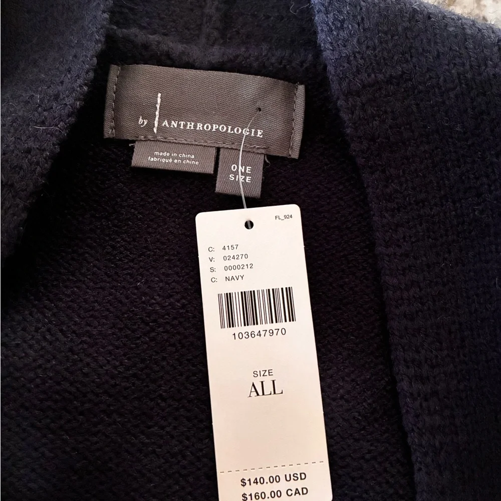 Anthropologie Floral cropped Cardigan one size Navy and cream - Picture 7 of 7